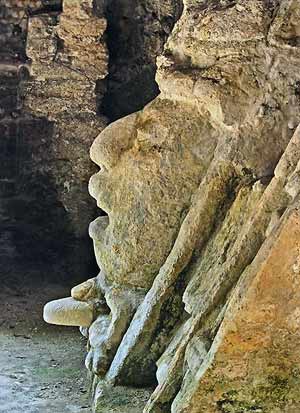 Mayan mask at Lamanai