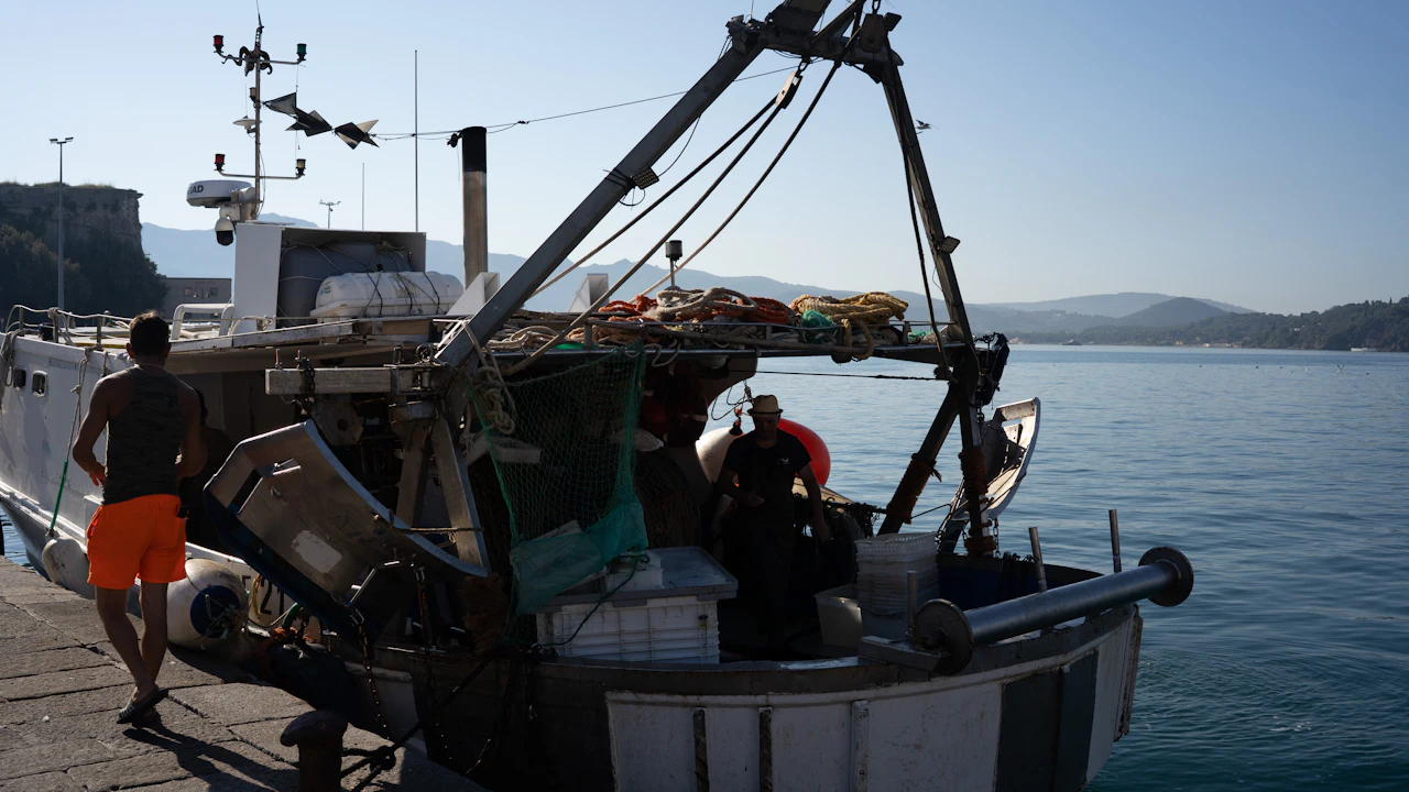Fishing boat moored at a harbor