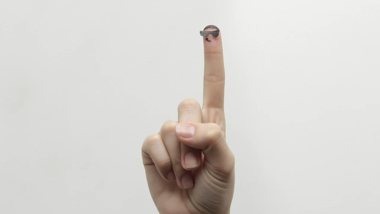 Soft contact lens balanced on a fingertip, ready to be put in