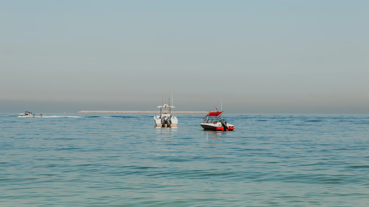 Small boats on open water