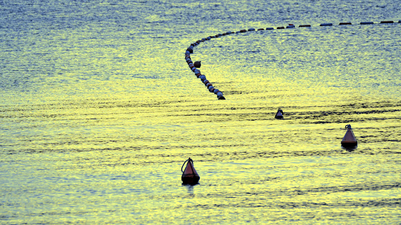 Line of floats on a calm sea