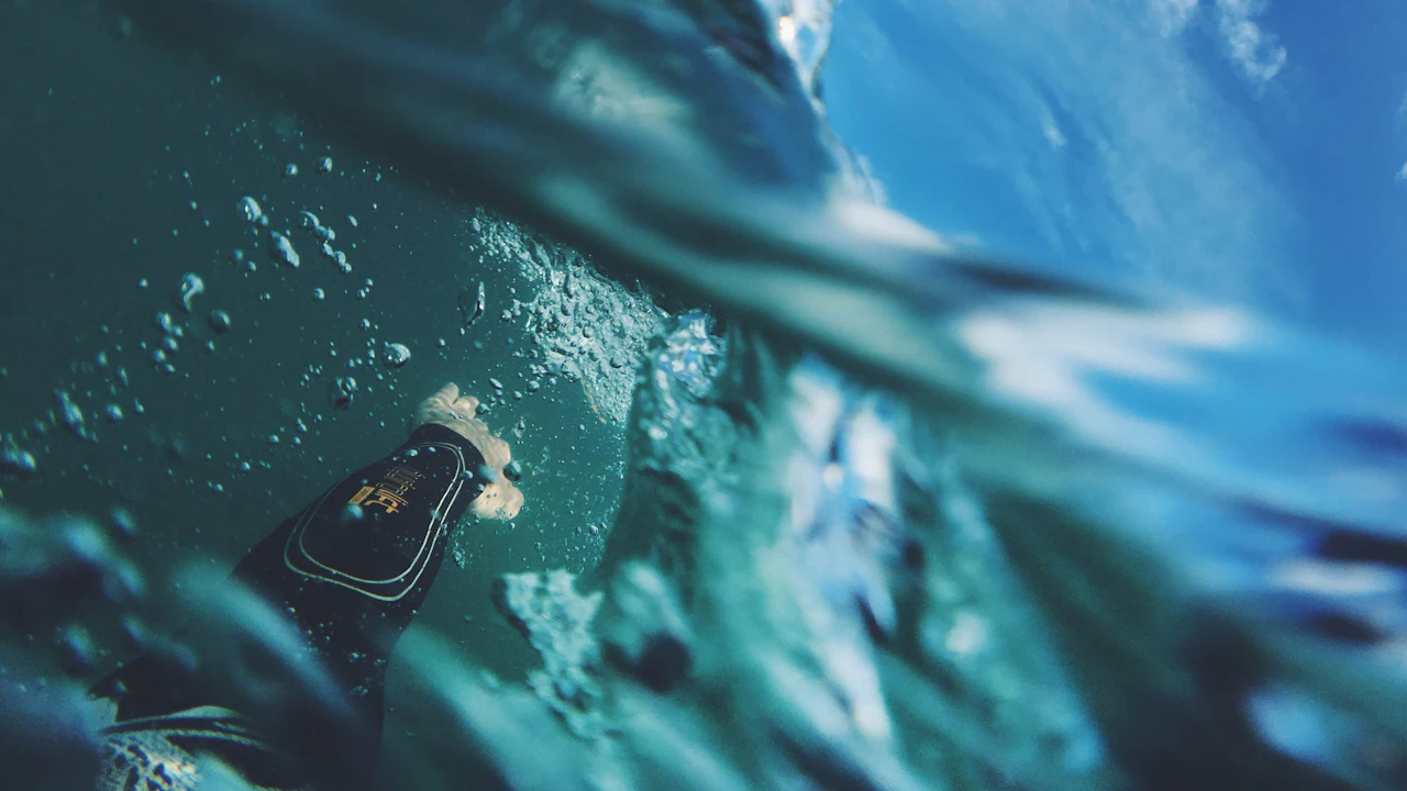 Diver underwater near the surface