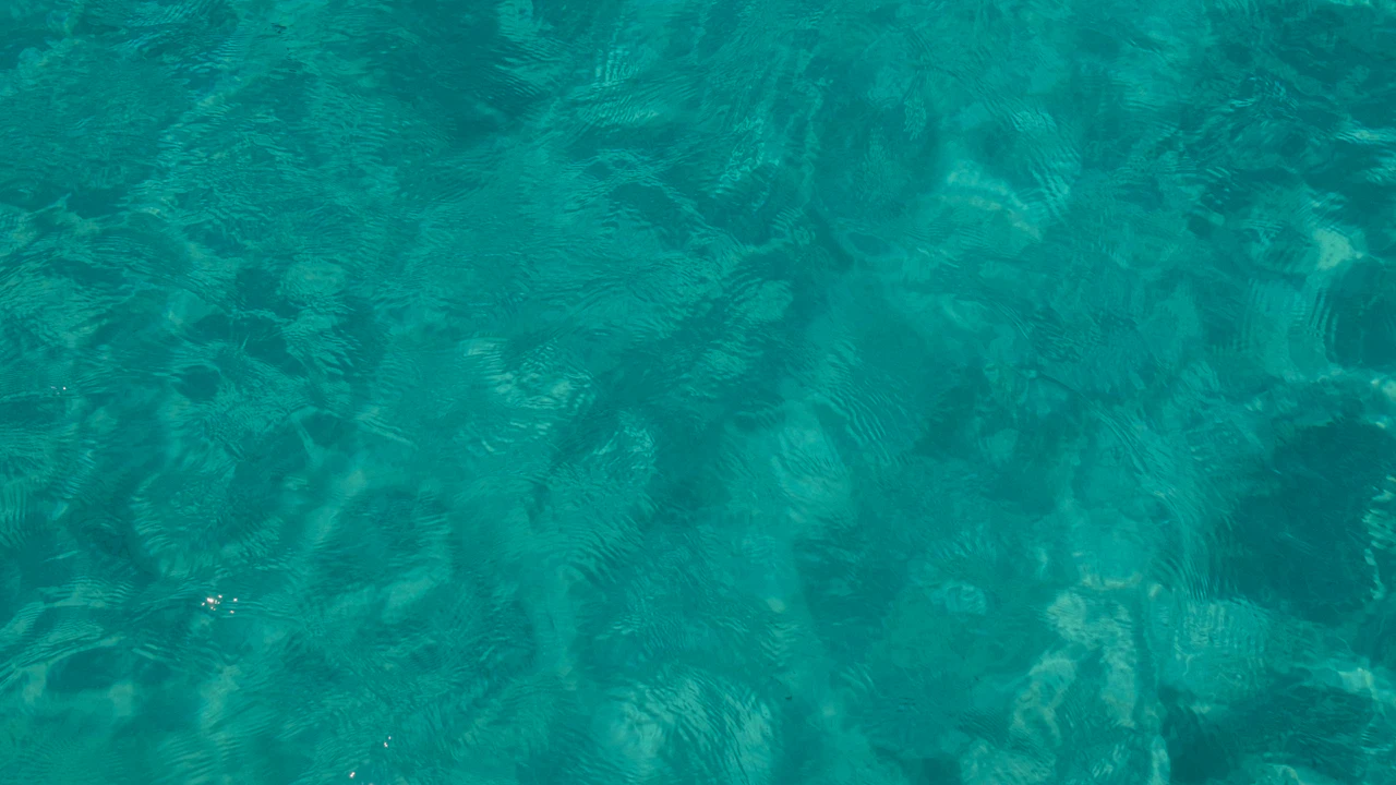 Clear turquoise sea surface rippling in the sun